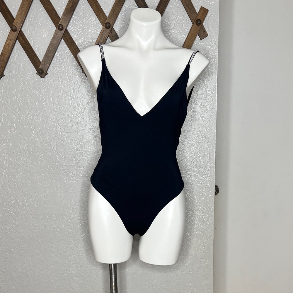 New Zara Black V-Neck Swimsuit size M